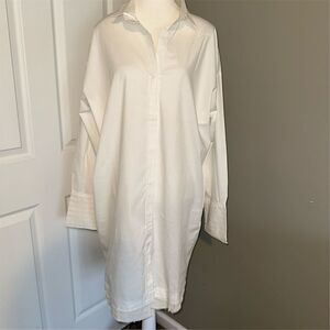 Undiscovered Eye by Anthropologie Women's Ivory Oversized Shirt Tunic Dress L